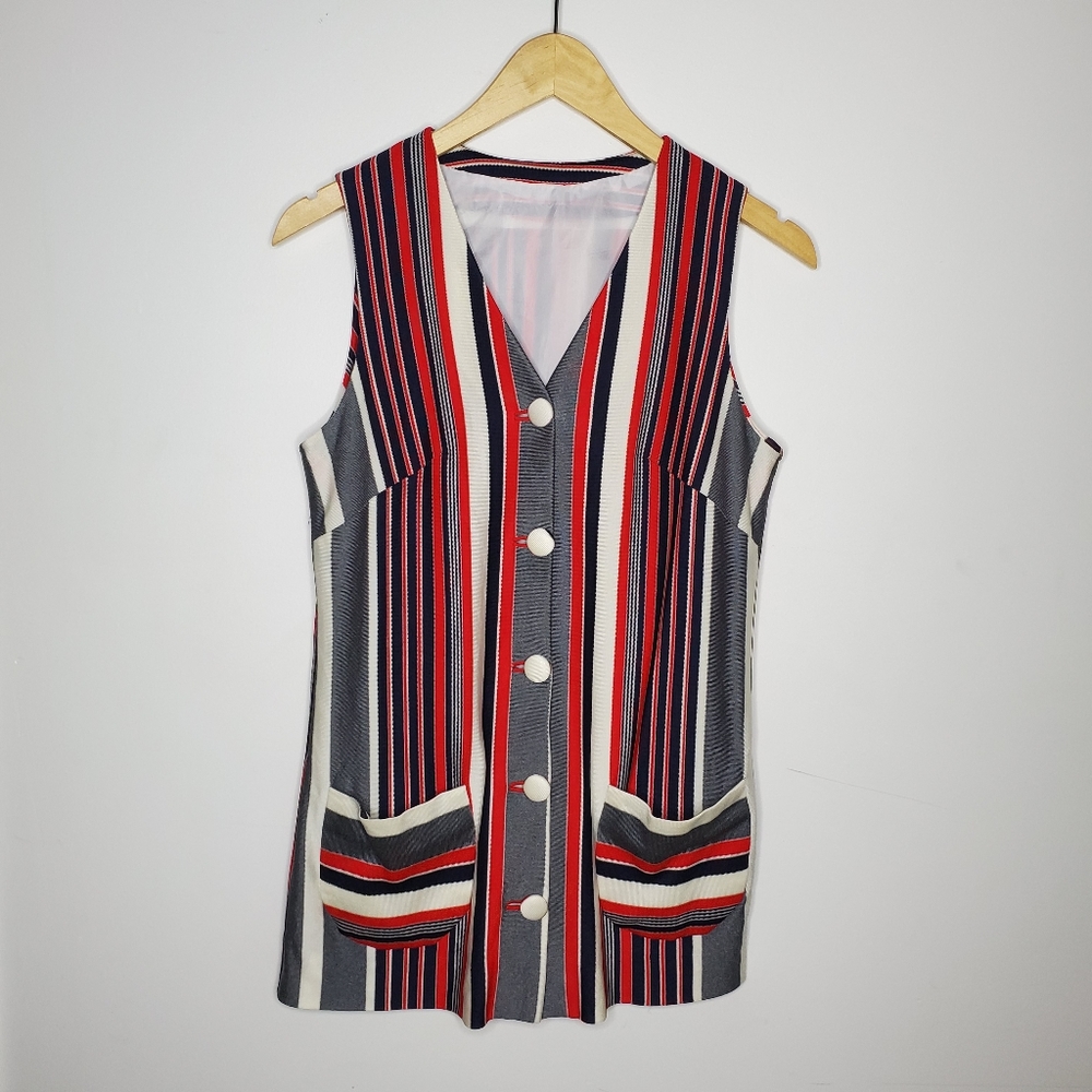 VINTAGE handmade stripe sleeveless button-up